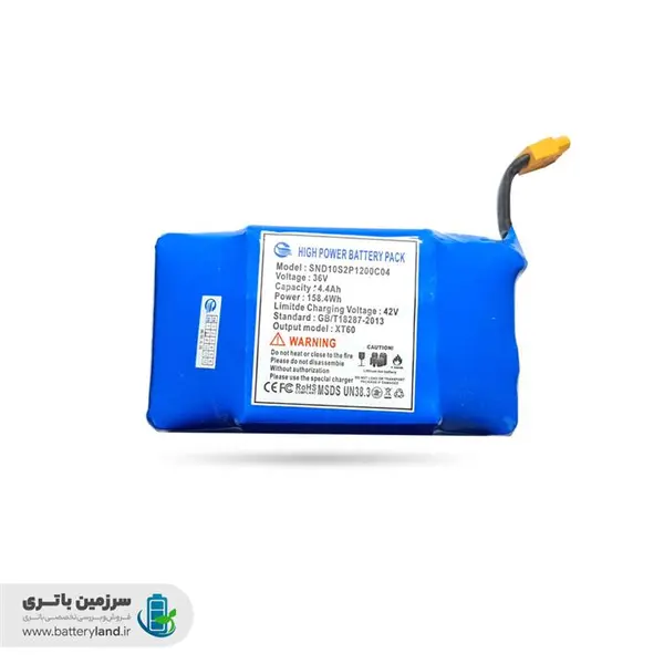 باتری لیتیوم یونی ۳۶ ولت ۴۴۰۰ میلی‌آمپر مخصوص اسکوتر برقی مدل SND10S2P1200C04 - 2