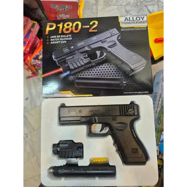 کلت فلزی p180 تفنگ ساچمه ای اسباب بازی صدا خفه کن دار - 2