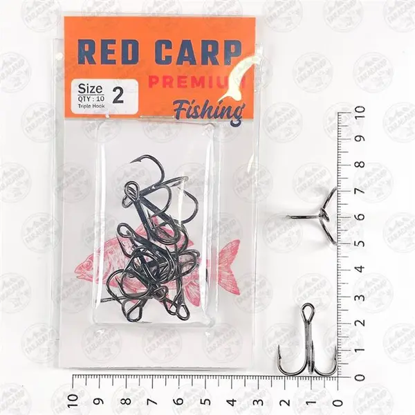 قلاب ماهیگیری سه شاخ RedCarp تایوان سایز ۲ بسته ۱۰ عددی - 2