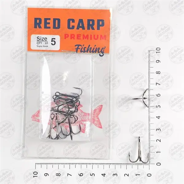 قلاب ماهیگیری سه شاخ RedCarp تایوان سایز ۵ بسته ۱۰ عددی - 2