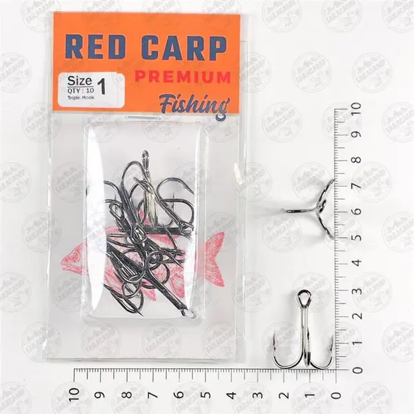 قلاب ماهیگیری سه شاخ RedCarp تایوان سایز ۱ بسته ۱۰ عددی - 2