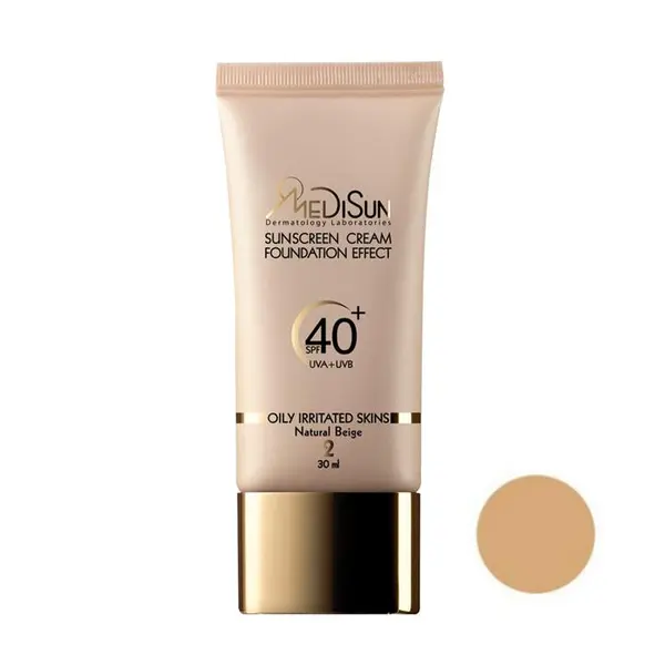 ضد آفتاب کرم پودری شماره 2 بژ طبیعی SPF40 مدیسان مناسب انواع پوست 30 میلی لیتر - 6