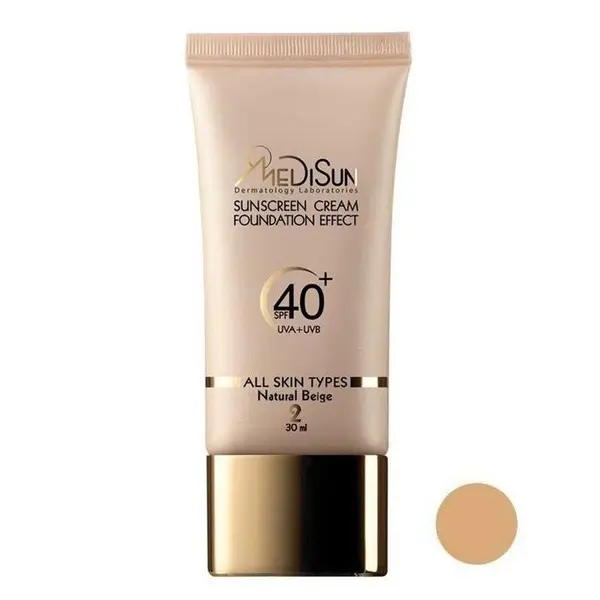 ضد آفتاب کرم پودری شماره 2 بژ طبیعی SPF40 مدیسان مناسب انواع پوست 30 میلی لیتر - 3