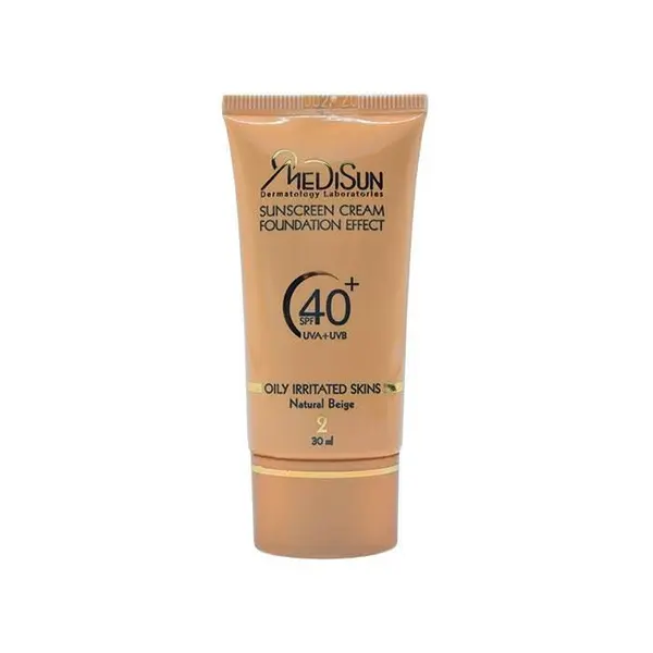 ضد آفتاب کرم پودری شماره 2 بژ طبیعی SPF40 مدیسان مناسب انواع پوست 30 میلی لیتر - 4