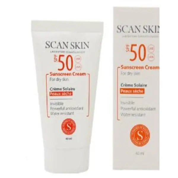 کرم ضد آفتاب اسکن اسکین پوست خشک 50 SPF حجم 40 میلSCAN SKIN SUNSCREEN CREAM FOR DRY SKIN SPF50 40 ML