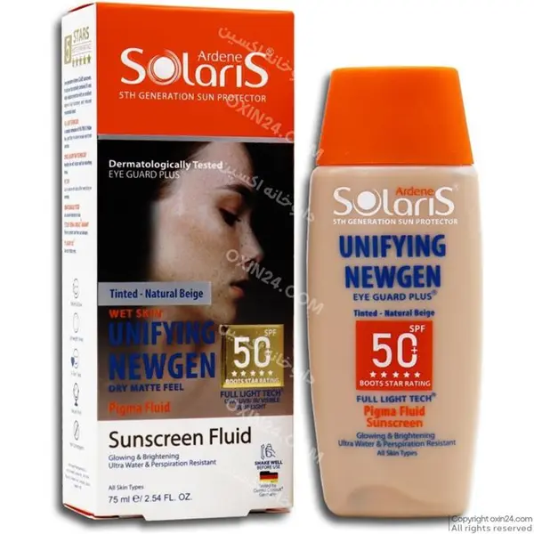 آردن سولاریس فلوئید ضدآفتاب و روشن کننده پوست رنگی بژ طبیعی 75 میل UNIFYING NEWGEN spf 50 - 2
