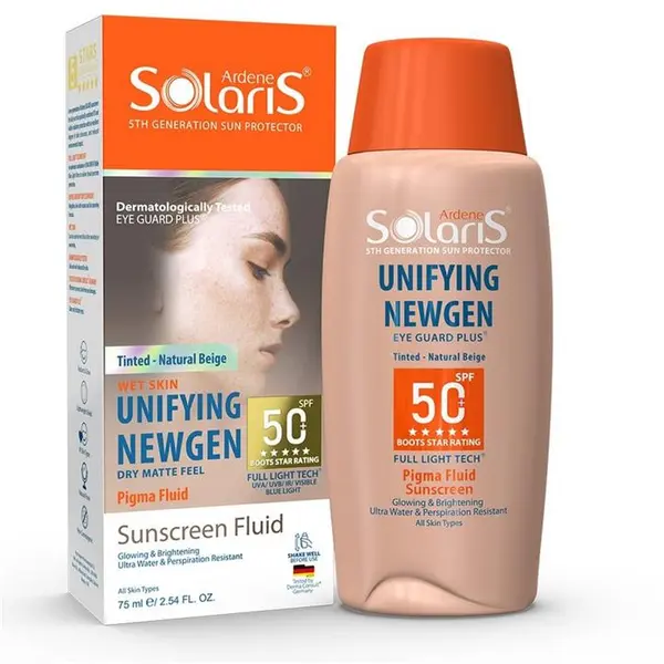 آردن سولاریس فلوئید ضدآفتاب و روشن کننده پوست رنگی بژ طبیعی 75 میل UNIFYING NEWGEN spf 50 - 3