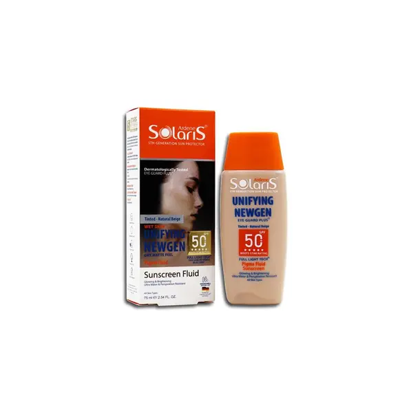 آردن سولاریس فلوئید ضدآفتاب و روشن کننده پوست رنگی بژ طبیعی 75 میل UNIFYING NEWGEN spf 50 - 5