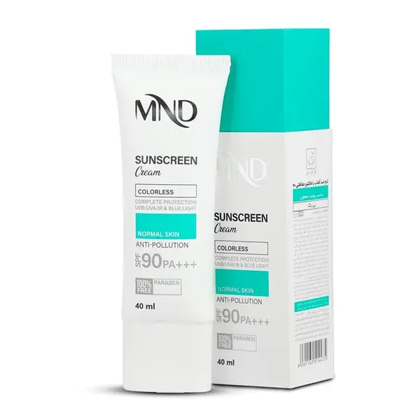 کرم ضدآفتاب با فاکتور حفاظتی 90 (SPF 90) مناسب پوست معمولی بی رنگ ام ان دی 40 میلی‌لیتر| MND - 2