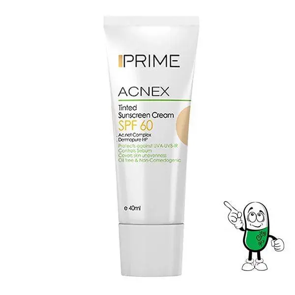 کرم ضد آفتاب رنگی بژ طبیعی پریم مدل Acnex Tinted Natural Beige SPF 60 مناسب پوست مختلط تا چرب حجم 40 میلی لیتر - 3