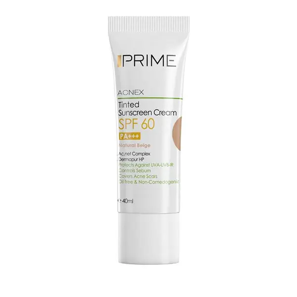 کرم ضد آفتاب رنگی بژ طبیعی پریم مدل Acnex Tinted Natural Beige SPF 60 مناسب پوست مختلط تا چرب حجم 40 میلی لیتر - 5
