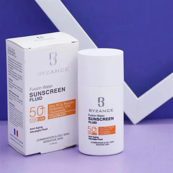 کرم ضد آفتاب فیوژن واتر بی رنگ BYZANCE بیزانس 50میل SPF50 کد 91928 - 3