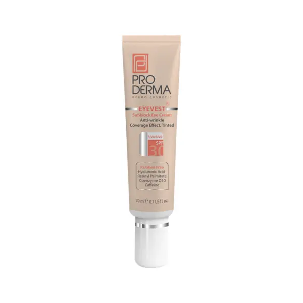 کرم دور چشم رنگی پرودرما سری Eyevest مدل Anti Wrinkle Spf 30 حجم 20 میلی لیتر