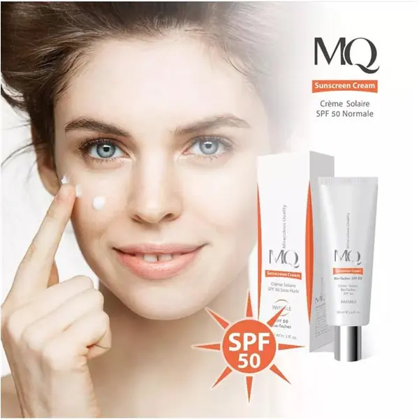 کرم ضدافتاب MQ ام کیو SPF50  بی رنگ،اینویزیبل 55 میل انواع پوست - 3