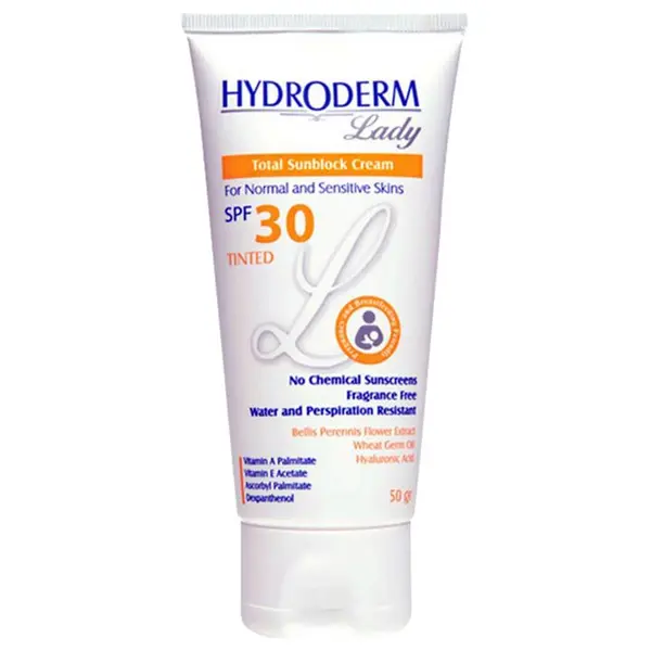 کرم ضد آفتاب رنگی هیدرودرم مدل Normal & Sensitive skins SPF30 وزن 50 گرم - رنگ طبیعی - 2
