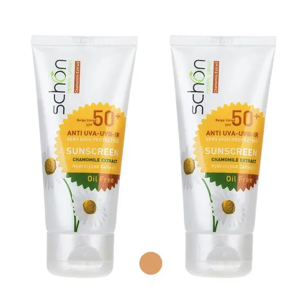 کرم ضد آفتاب شون schon با رنگ طبیعی +SPF50 فاقد چربی 50 میلی لیتری - 4