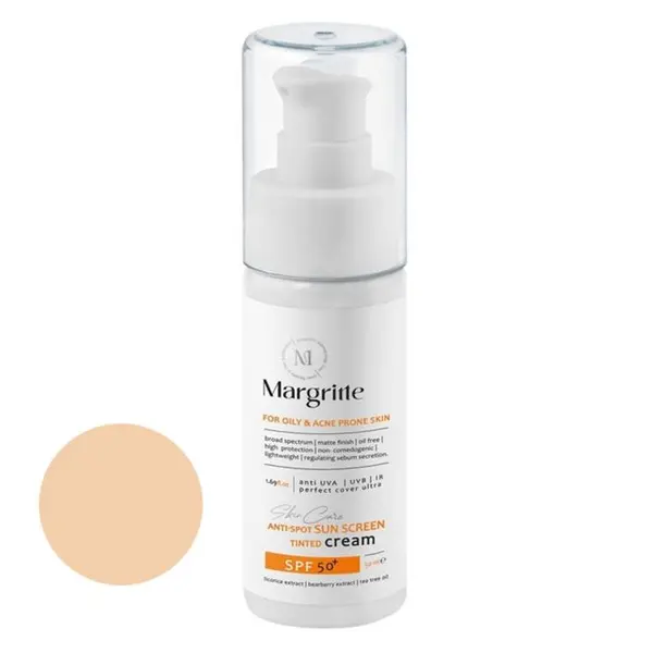 کرم ضد آفتاب رنگی مارگریت SPF35 مدل 02 محافظ UVA ،UVB، مناسب پوست های چرب حجم 50 میلی‌لیتر - 2