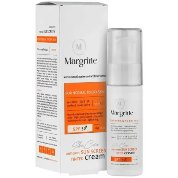 کرم ضد آفتاب رنگی مارگریت SPF 50 مدل01 محافظ UVA ،UVB، روشن کننده مناسب پوست های نرمال تا خشک حجم 50میلی لیتر - 3