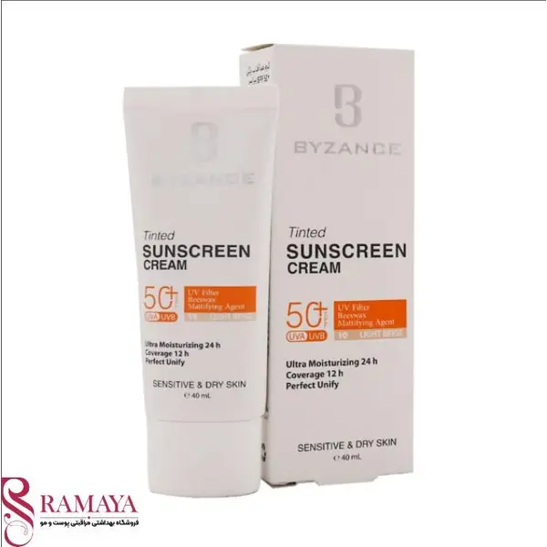 فلوئید ضد آفتاب بیزانس رنگی SPF50 پوست خشک وحساس بژ روشن 10 40 میل - 3