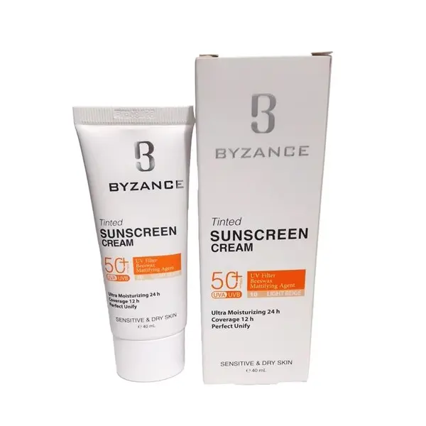 فلوئید ضد آفتاب بیزانس رنگی SPF50 پوست خشک وحساس بژ روشن 10 40 میل - 5