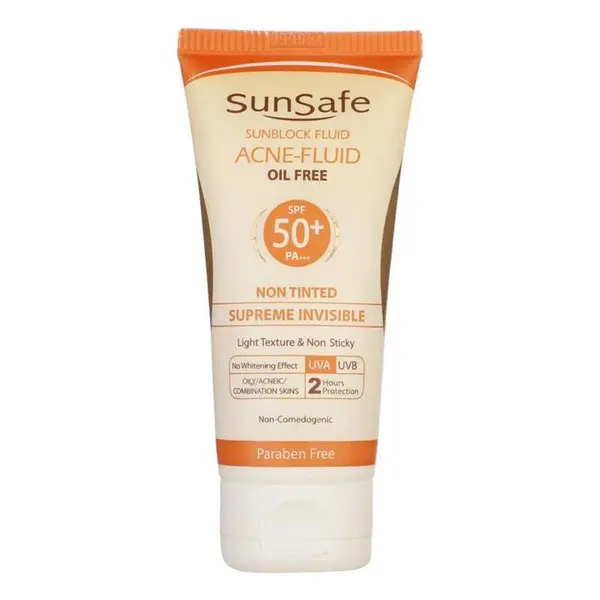 مایع ضد آفتاب ضد جوش بی رنگ فاقد چربی SPF 50 سان سیف بی رنگ-2 ساعته اورجینال - 2