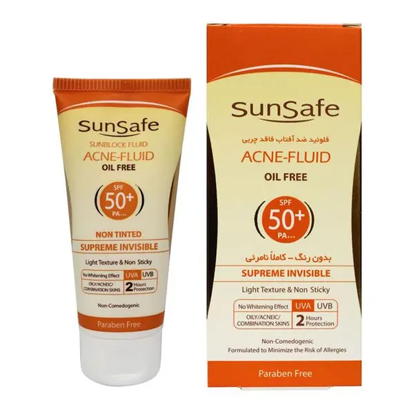 مایع ضد آفتاب ضد جوش بی رنگ فاقد چربی SPF 50 سان سیف بی رنگ-2 ساعته اورجینال - 4