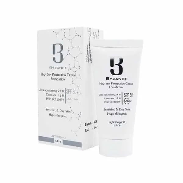 کرم ضد آفتاب رنگی SPF50 بیزانس مناسب پوست خشک و حساس حجم 30 میل-شماره 20 (بژ طبیعی) - 3
