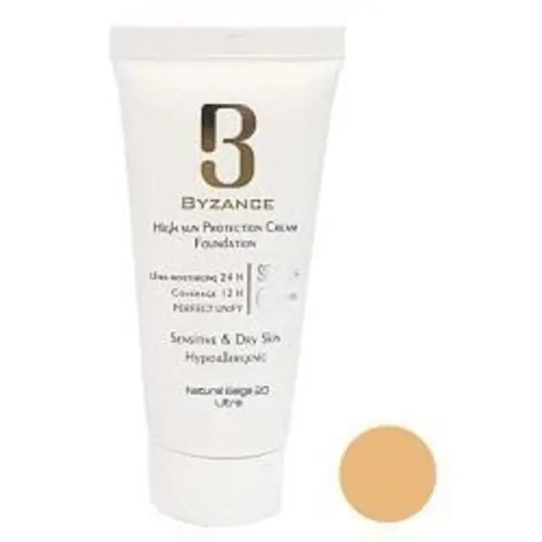 کرم ضد آفتاب رنگی SPF50 بیزانس مناسب پوست خشک و حساس حجم 30 میل-شماره 20 (بژ طبیعی) - 6