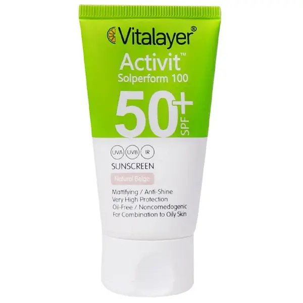 کرم ضد آفتاب SPF50+ بژ طبیعی پوست چرب اکتی ویت ویتالیر 40 میل - 3