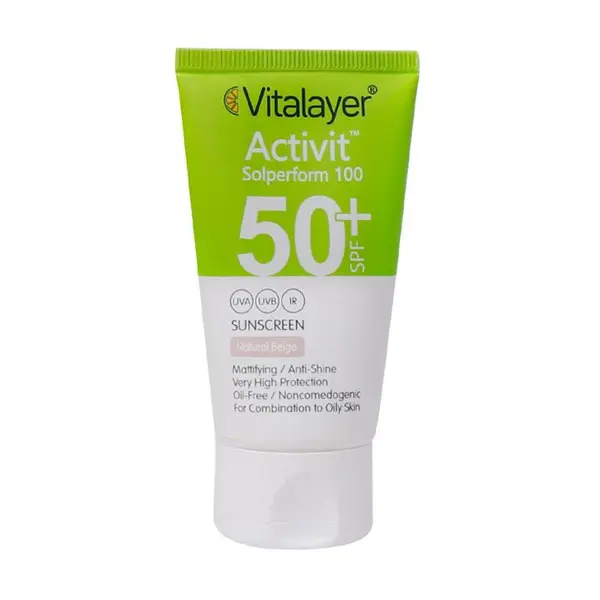 کرم ضد آفتاب SPF50+ بژ طبیعی پوست چرب اکتی ویت ویتالیر 40 میل - 2