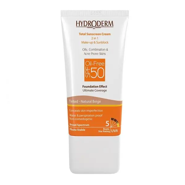 ضدآفتاب هیدرودرم کرمپودری spf50 فاقد چربی دارای رنگ بژ روشن و بژ طبیعی حجم 40 میل - 3