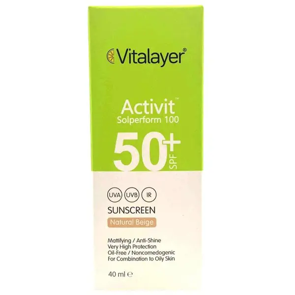 کرم ضد آفتاب SPF50+ بژ طبیعی پوست چرب اکتی ویت ویتالیر 40 میل - 4