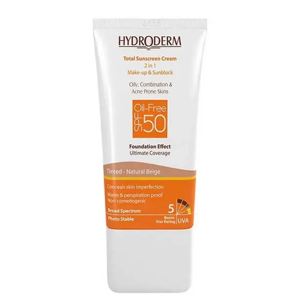 کرم ضد آفتاب رنگی SPF50 هیدرودرم مناسب پوست چرب و مختلط حجم 40 میل – بژ گندمی - 6