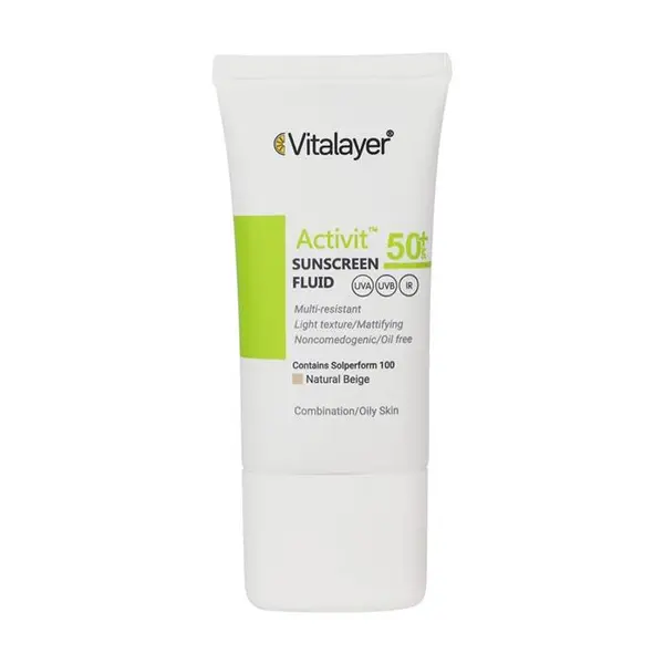 فلوئید SPF50 پوست چرب اکتی ویت 40 میلی لیتر ویتالیر Vitalayer