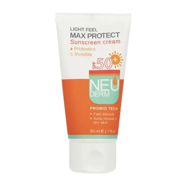 کرم ضد آفتاب نئودرم مکس پروتکت بی رنگ SPF50 مناسب پوست چرب و مختلط کد 4590 - 6