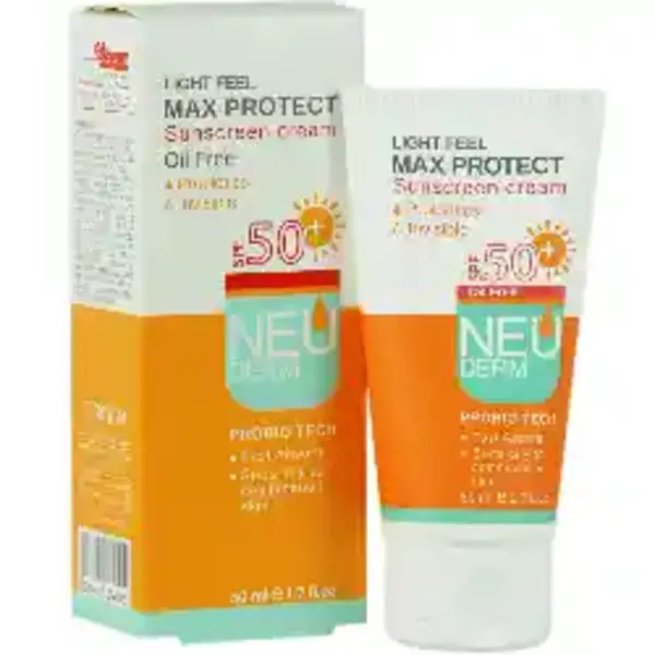 کرم ضد آفتاب نئودرم مکس پروتکت بی رنگ SPF50 مناسب پوست چرب و مختلط کد 4590 - 5