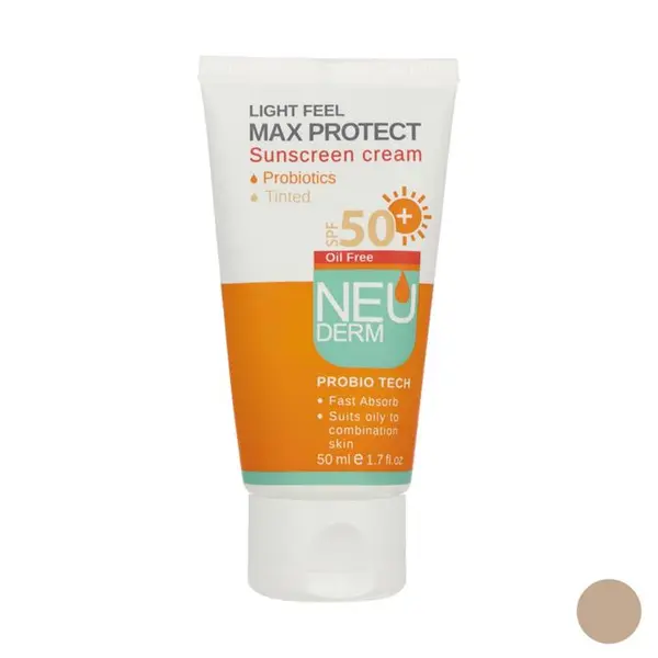 کرم ضد آفتاب نئودرم SPF50 رنگی مناسب پوست نرمال تا خشک 50 میل-بژ روشن - 2
