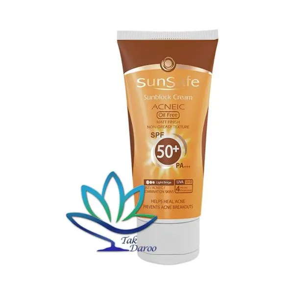 کرم ضد آفتاب رنگی فاقد چربی SPF50 مناسب پوست چرب و مختلط و آکنه دار سان سیف 50 میل-بژ طبیعی - 5