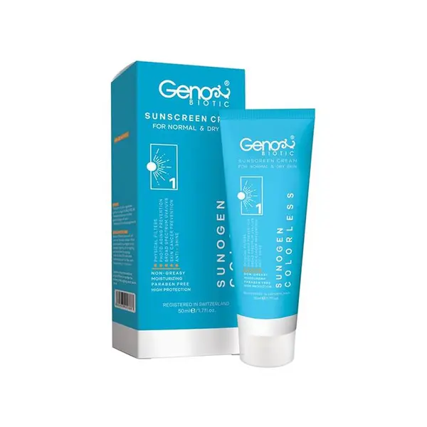 کرم ضد آفتاب ژنوبایوتیک مدل SPF 50 سانوژن مناسب پوست های معمولی تا خشک حجم 50 میلی لیتر - بی رنگ - 3