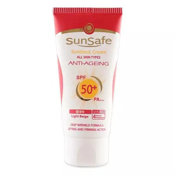 کرم ضدآفتاب و ضدچروک رنگی بژ روشن سان سیف مدل SPF50 مناسب انواع پوست، حجم 50 میلی‌لیتر - 2
