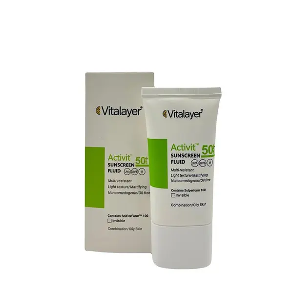 فلوئید ضد آفتاب بی رنگ پوست چرب اکتی ویت ویتالیر SPF50  حجم 50 میل - 4
