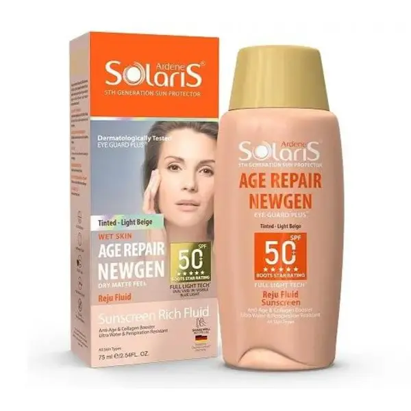 فلوئید ضد آفتاب و ضد چروک آردن سولاریس مدل ایج ریپیر نیوژن SPF 50 مناسب انواع پوست حجم 75 میلی لیتر - بژ روشن - 3