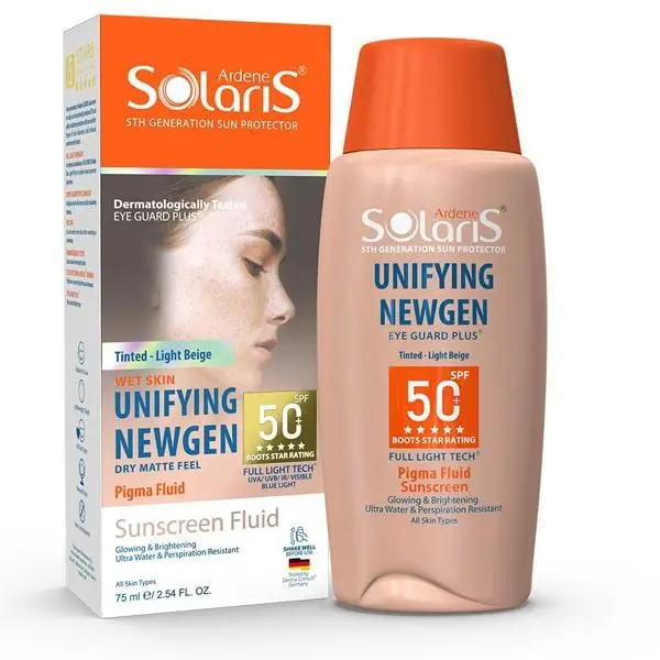فلوئید ضدآفتاب ضد لک یونی فایینگ نیوژن  SPF 50 بژ روشن آردن سولاریس 75 میلی لیتری - 2