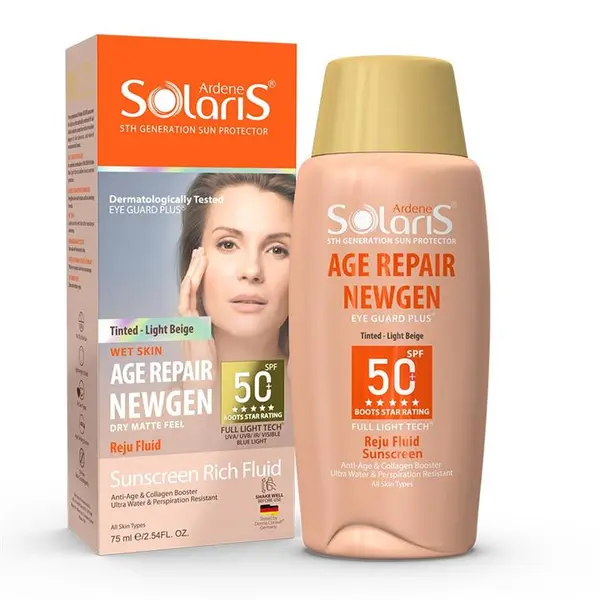 فلوئید ضد آفتاب و ضد چروک آردن سولاریس مدل ایج ریپیر نیوژن SPF 50 مناسب انواع پوست حجم 75 میلی لیتر - بژ روشن - 2