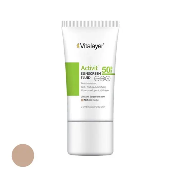 فلوئید ضدآفتاب رنگی ویتالیر SPF 50 مدل Activit مناسب پوست های چرب حجم 50 میلی لیتر - 6