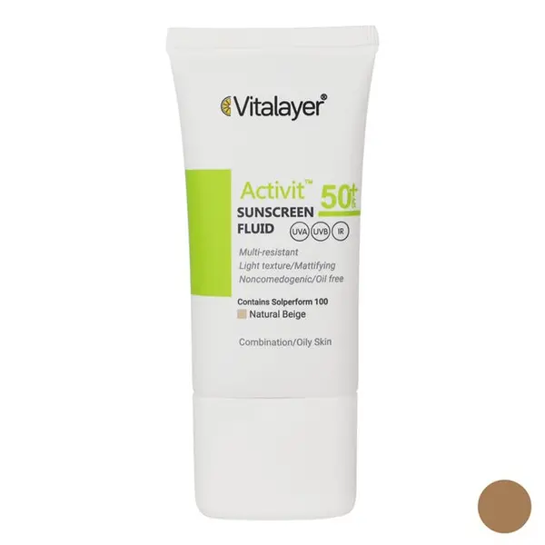 فلوئید ضدآفتاب رنگی ویتالیر SPF 50 مدل Activit مناسب پوست های چرب حجم 50 میلی لیتر - 3