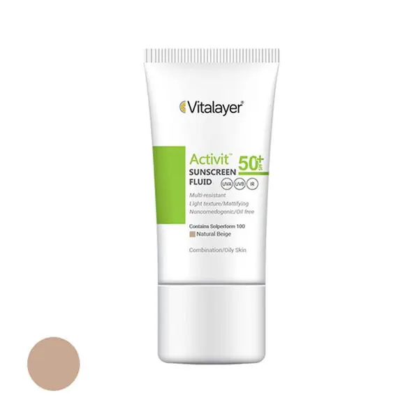 فلوئید ضدآفتاب رنگی ویتالیر SPF 50 مدل Activit مناسب پوست های چرب حجم 50 میلی لیتر - 2