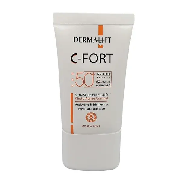 فلوئید ضد آفتاب بی رنگ درمالیفت SPF 50 مدل C-Fort ‌محافظ UVA ،UVB و PA    ، حاوی ویتامین C، ضد پیری، مناسب انواع پوست‌ حجم 40 میلی‌لیتر - 2