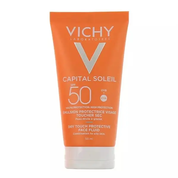 کرم ضد آفتاب بدون رنگ ویشی SPF 50 مدل Dry Touch ‌مناسب پوست‌های چرب و مختلط حجم 50 میلی‌لیتر - 3