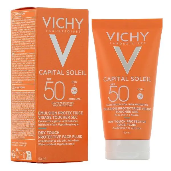 کرم ضد آفتاب بدون رنگ ویشی SPF 50 مدل Dry Touch ‌مناسب پوست‌های چرب و مختلط حجم 50 میلی‌لیتر - 5